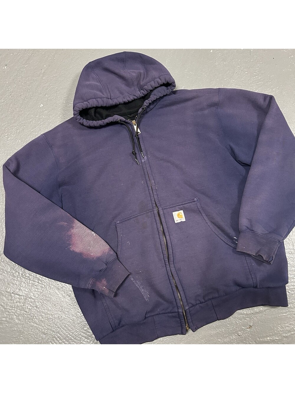 VINATAGE Carhartt Zip Up Sweater Zip Up Washed Navy SIze Large